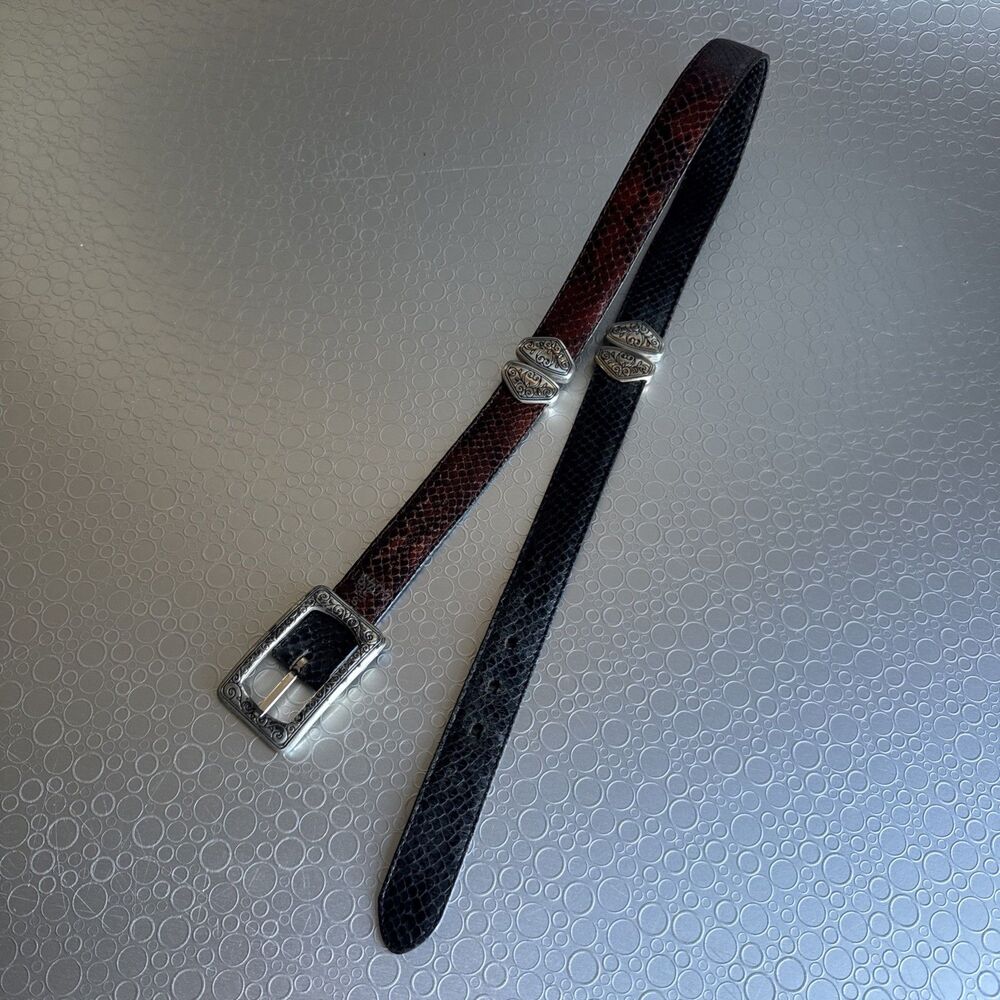 Brighton Reversible Leather Belt Womens Black Brown Western Ornate - Size S 28